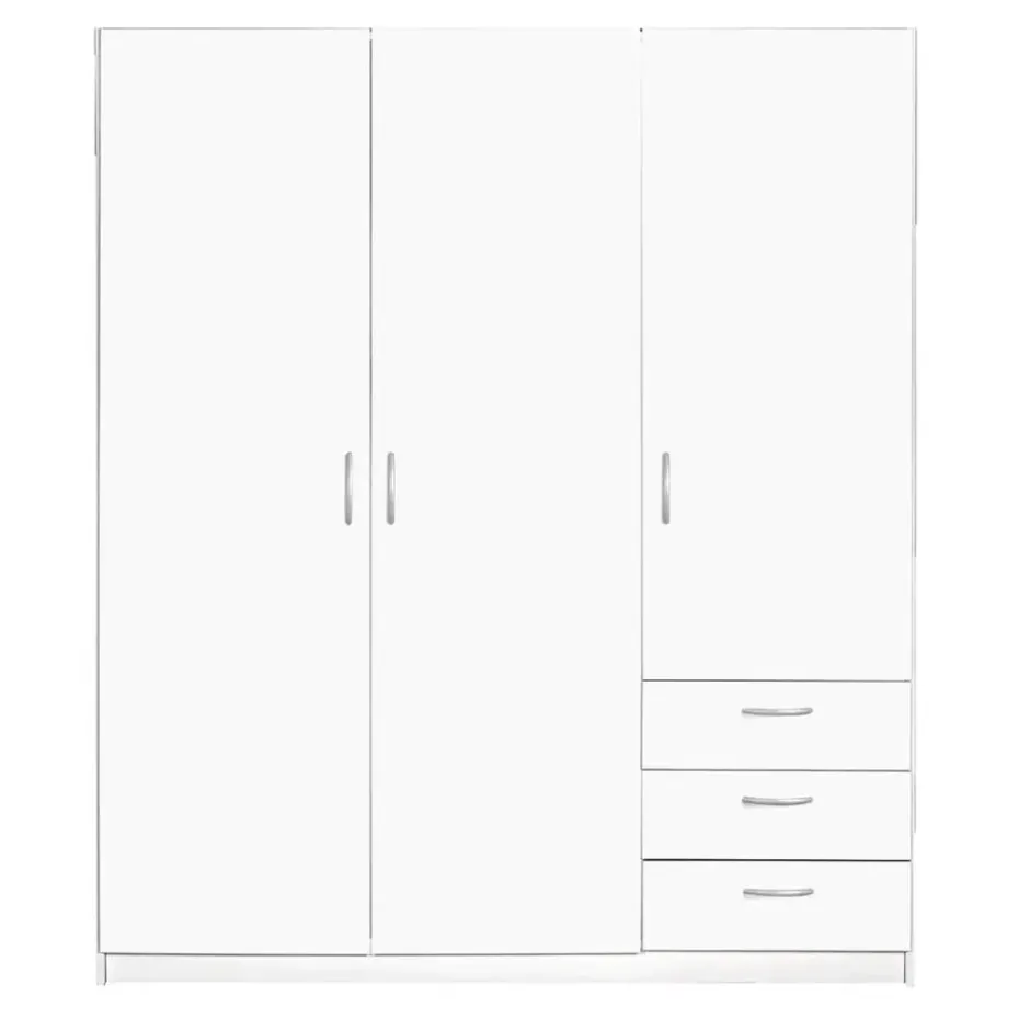 Kledingkast Varia 3-deurs - wit - 175x146x50 cm