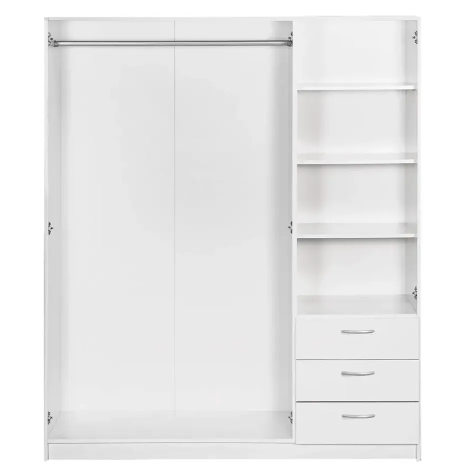 Kledingkast Varia 3-deurs - wit - 175x146x50 cm