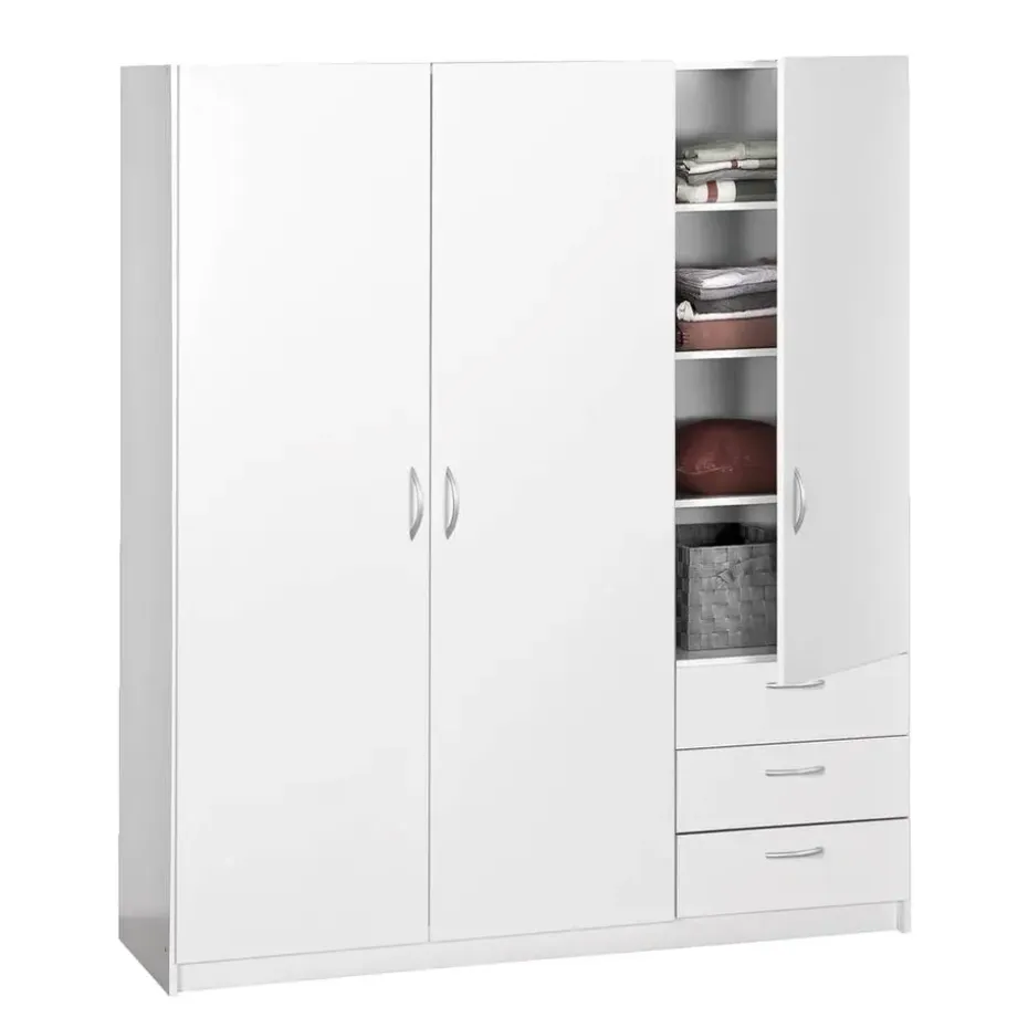 Kledingkast Varia 3-deurs - wit - 175x146x50 cm