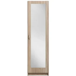 Kledingkast Varia 1-deurs inclusief spiegel - licht eiken - 175x49x50 cm
