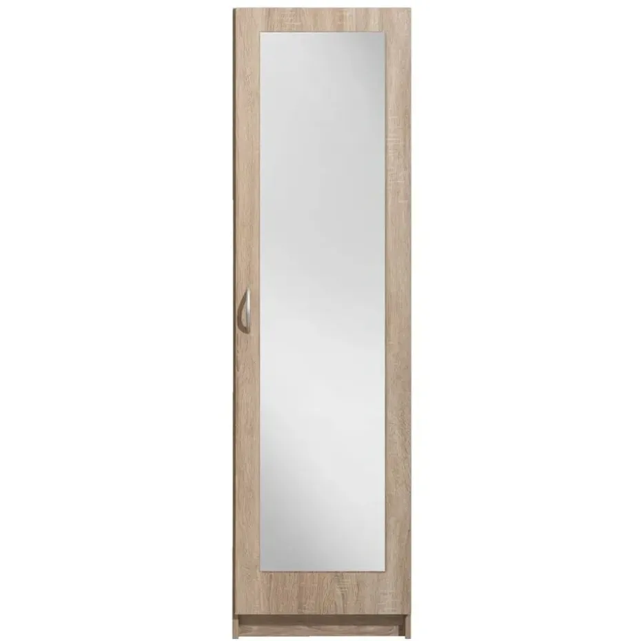 Kledingkast Varia 1-deurs inclusief spiegel - licht eiken - 175x49x50 cm