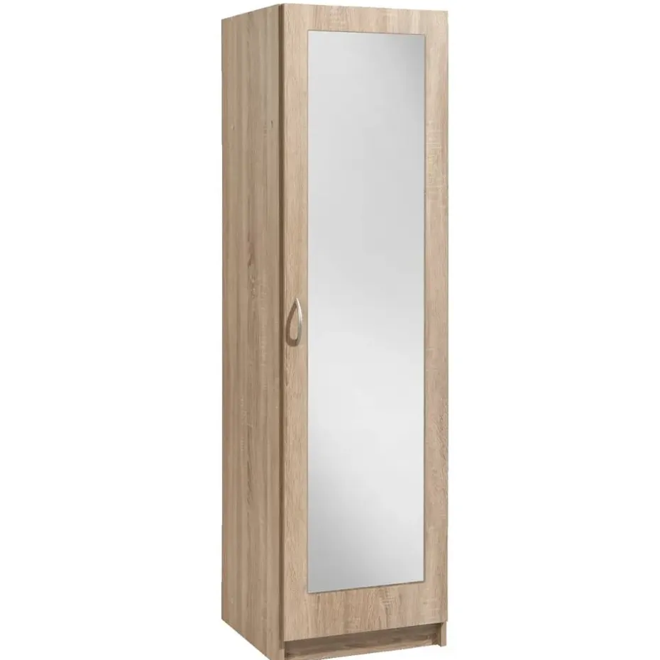 Kledingkast Varia 1-deurs inclusief spiegel - licht eiken - 175x49x50 cm