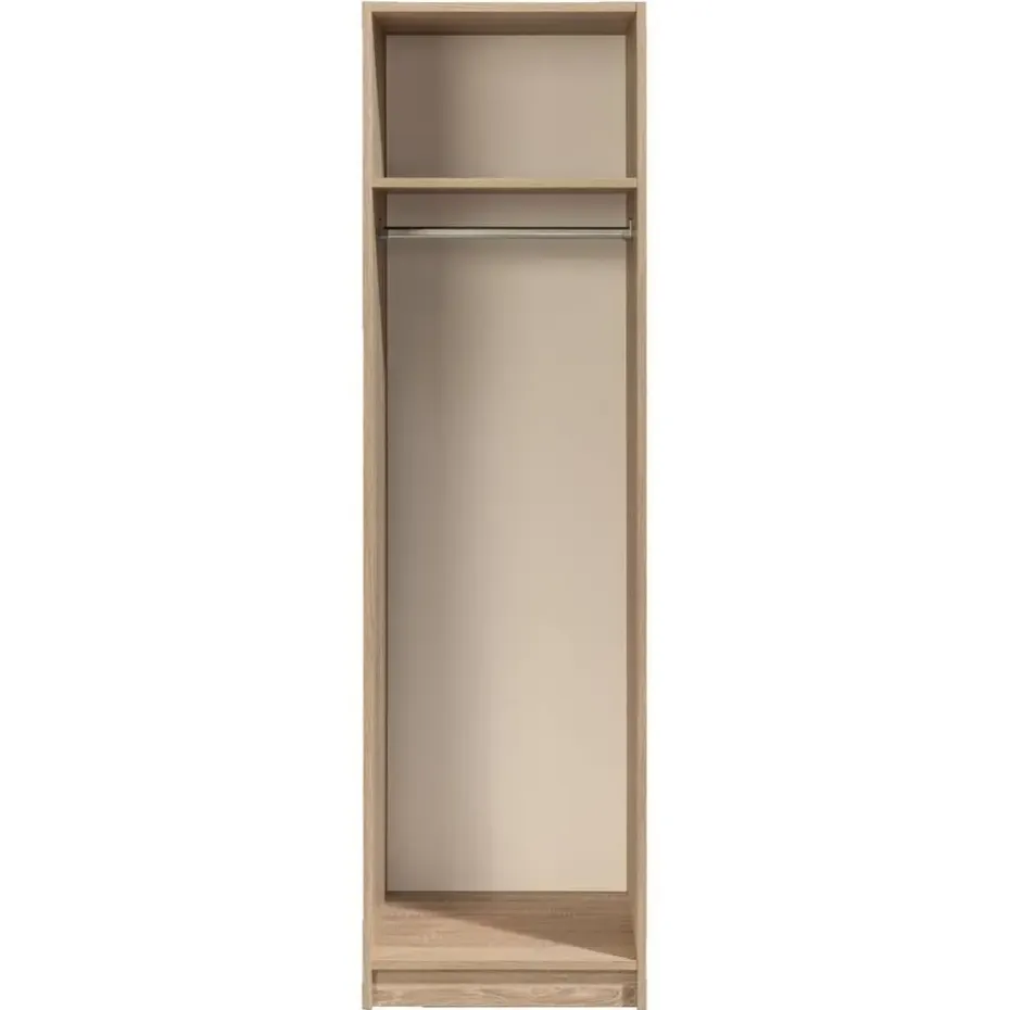 Kledingkast Varia 1-deurs inclusief spiegel - licht eiken - 175x49x50 cm
