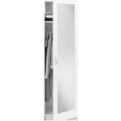 Kledingkast Varia 1-deurs inclusief spiegel - wit - 175x49x50 cm