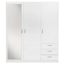 Kledingkast Varia 3-deurs met spiegel - wit - 175x146x50 cm