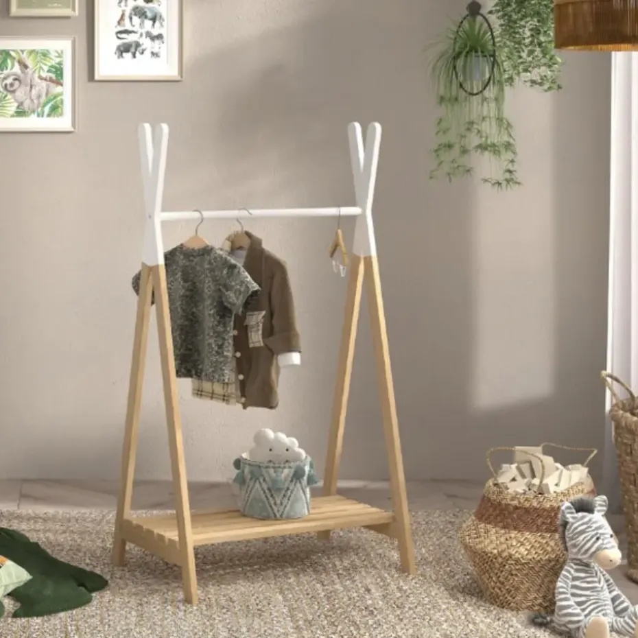 Kledingrek voor kinderen Kiddy - grenen/wit