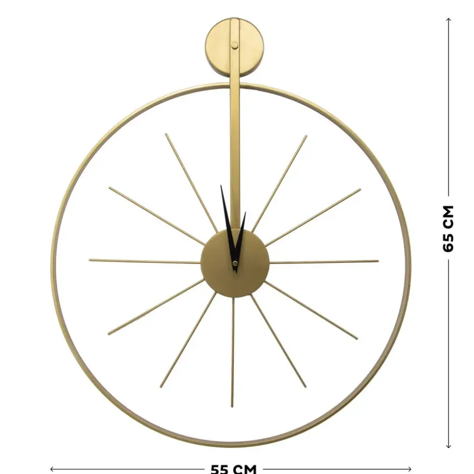 Klok - Luxe Gouden Ronde Hangende Klok - 55 x 65