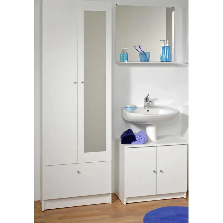 Kolomkast Fares 59cm met 2 deuren - 1 lade - wit