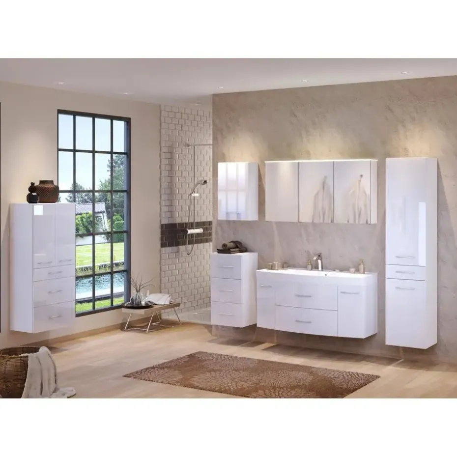 Kolomkast Florent 40cm met 2 deuren & lade - wit