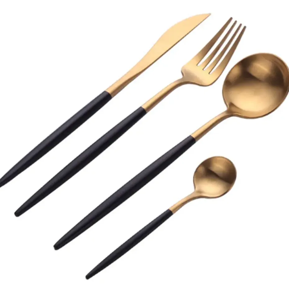 Krumble Bestekset (rond) - 24 delig - 6 persoons - Goud en zwart