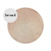 Krumble Placemat rond - PVC - Rosegoud - Set van 6