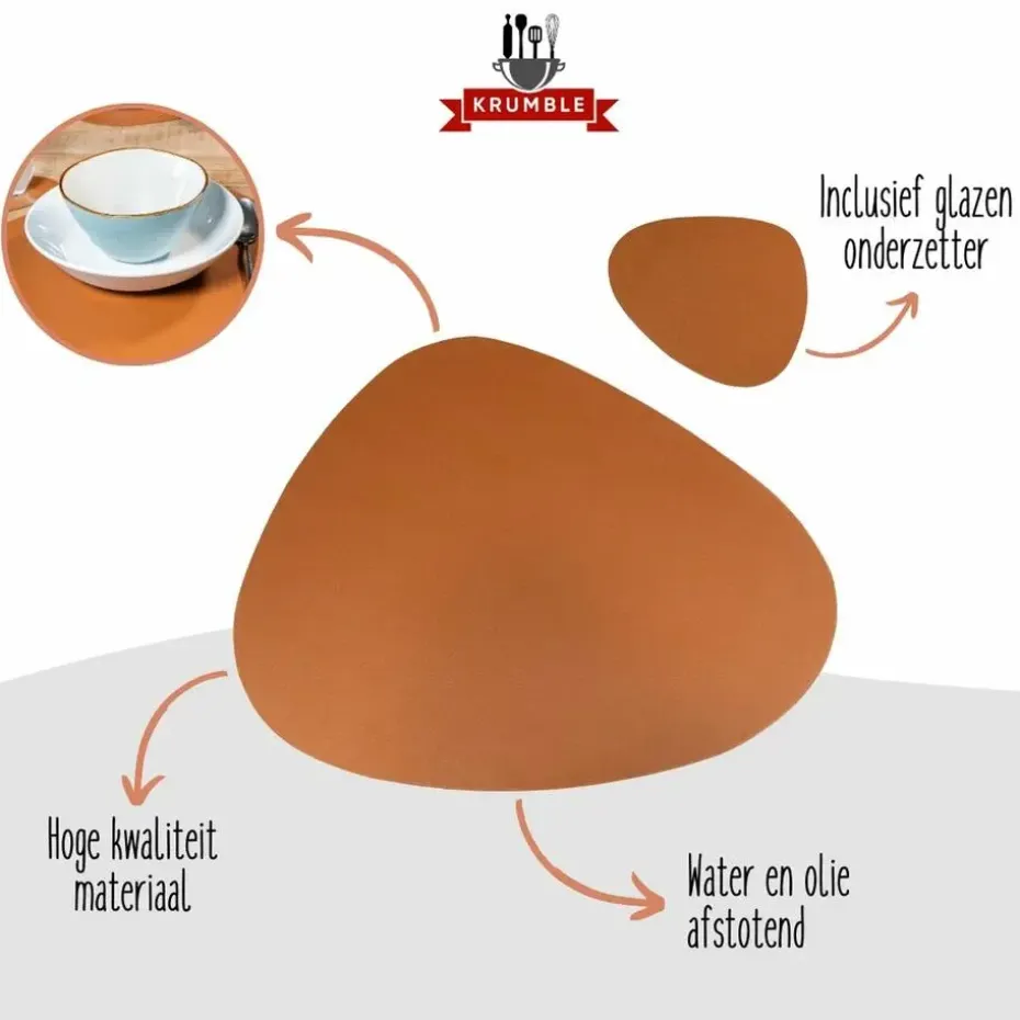Krumble Placemat set design - 6 stuks - Bruin