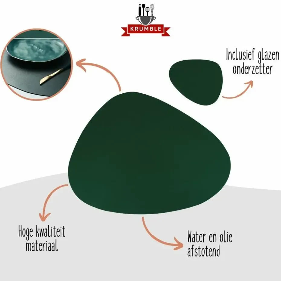 Krumble Placemat set design - 6 stuks - Groen