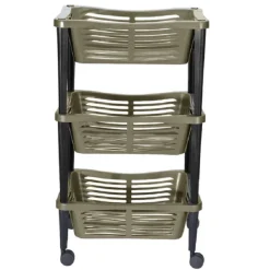 Kunststof keuken/badkamer trolley met manden - 40 x 30 x 60 cm - taupe