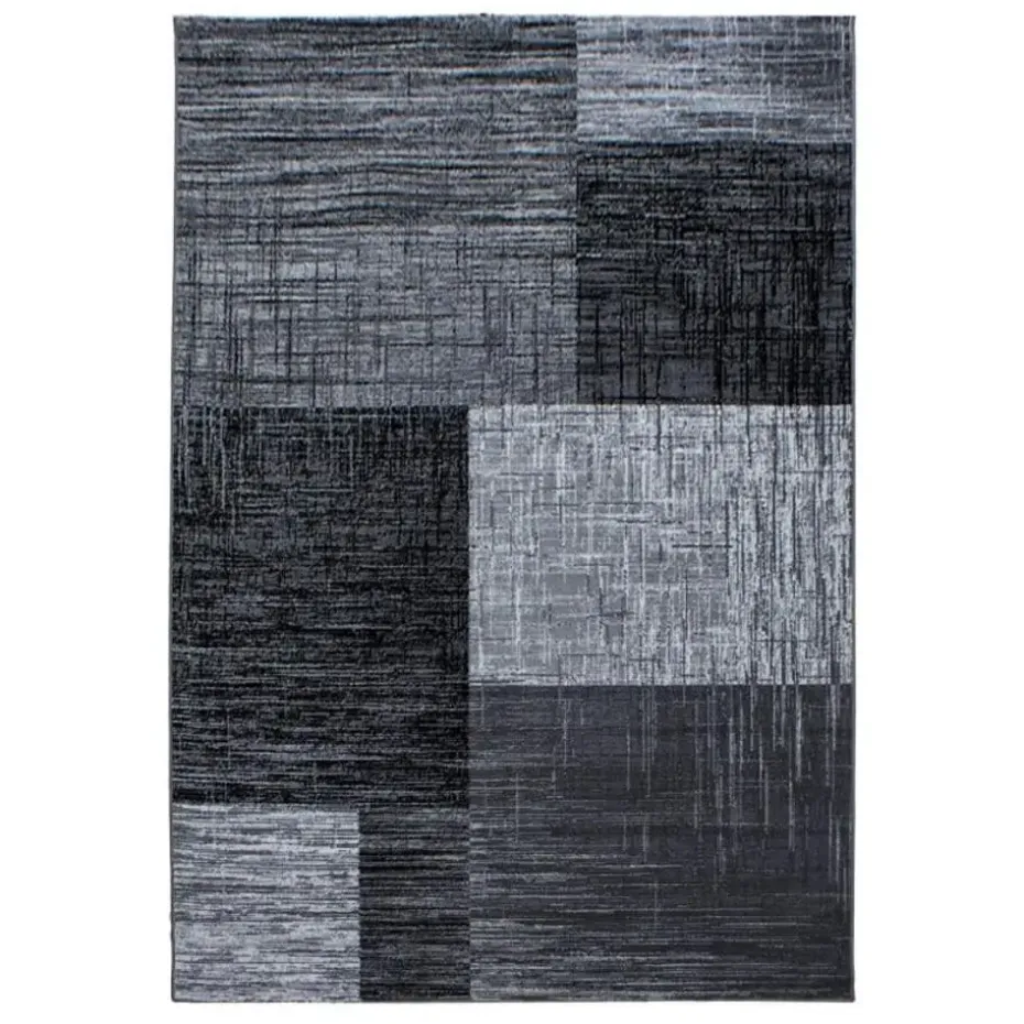 Laagpolig Vloerkleed Plus - Grijs Zwart - 240x340 cm - Tapijt Woonkamer
