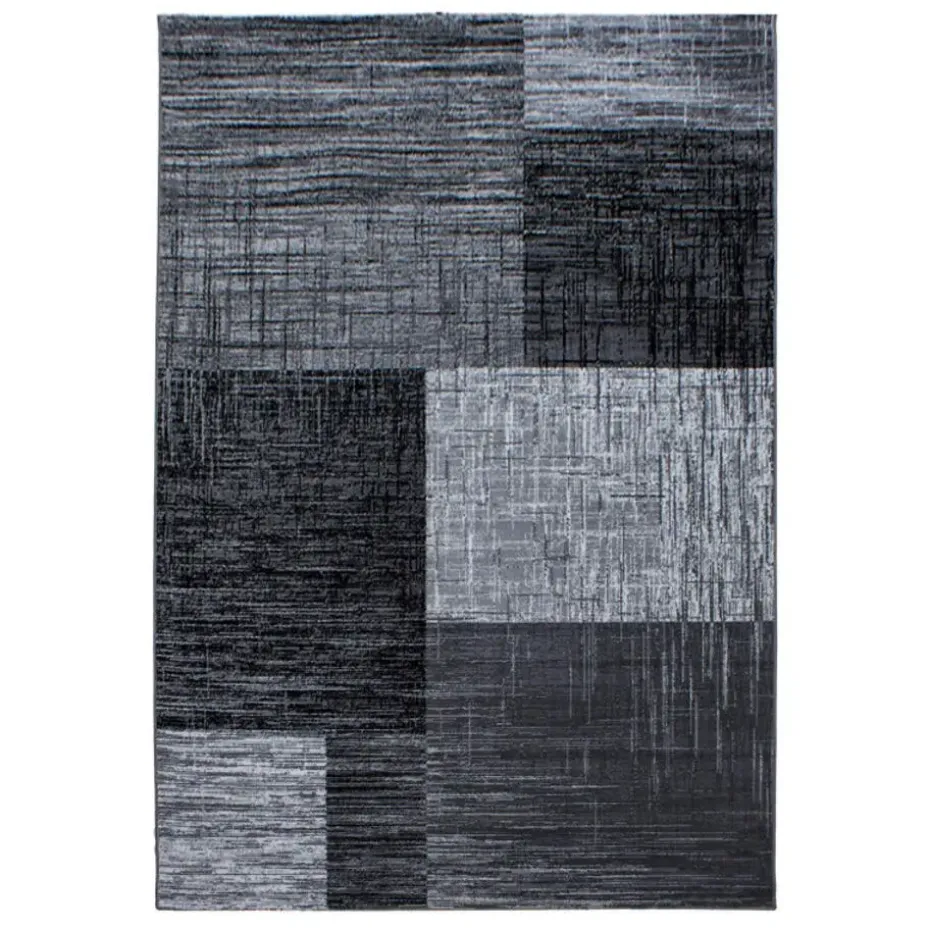 Laagpolig Vloerkleed Plus - Grijs Zwart - 240x340 cm - Tapijt Woonkamer