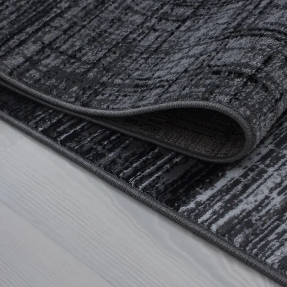 Laagpolig Vloerkleed Plus - Grijs Zwart - 240x340 cm - Tapijt Woonkamer
