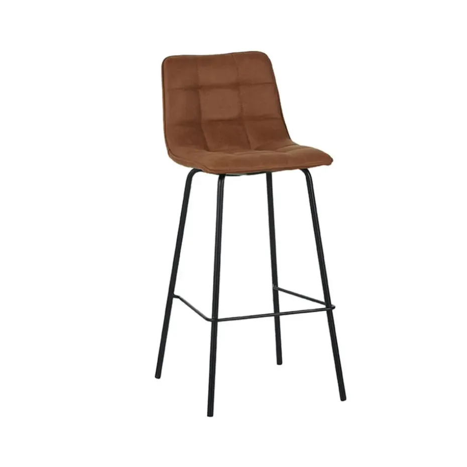 LABEL51 Barkruk Bistro - Cognac - Micro Suede - set van 2