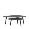 LABEL51 Salontafel Rock 110x64x39 cm - Zwart - Mangohout - Set van 2