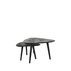 LABEL51 Salontafel Rock 110x64x39 cm - Zwart - Mangohout - Set van 2
