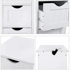 Ladekast - badkamer - 4 vakken - 30x82x30 cm - wit