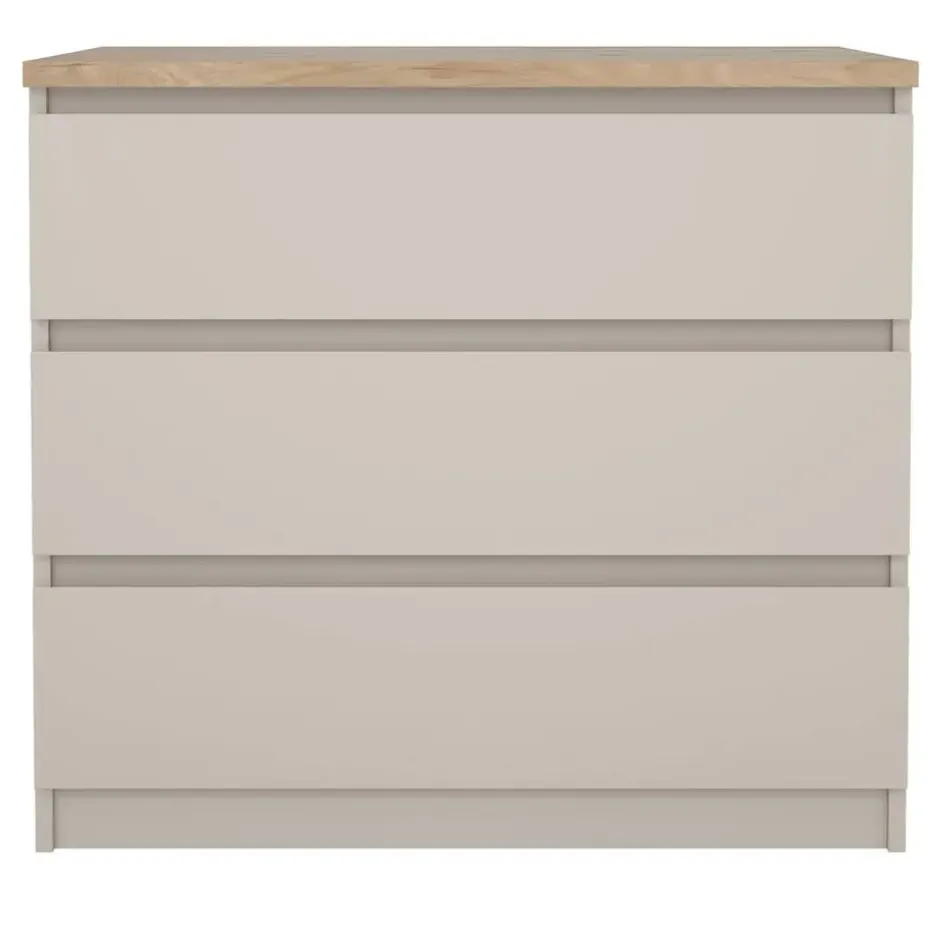 Ladekast Naia 3 lades - greige/eiken - 70,1x77x50 cm