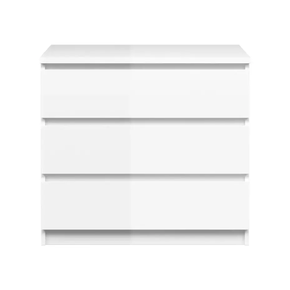 Ladekast Naia 3 lades - hoogglans wit - 70,1x76,8x50 cm
