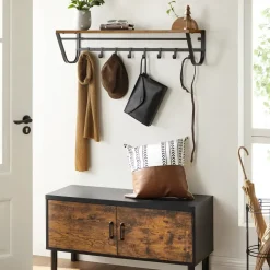 Lange Kapstok voor de Muur of Wand - 90 cm Lang - Rustiek Bruin - Vintage