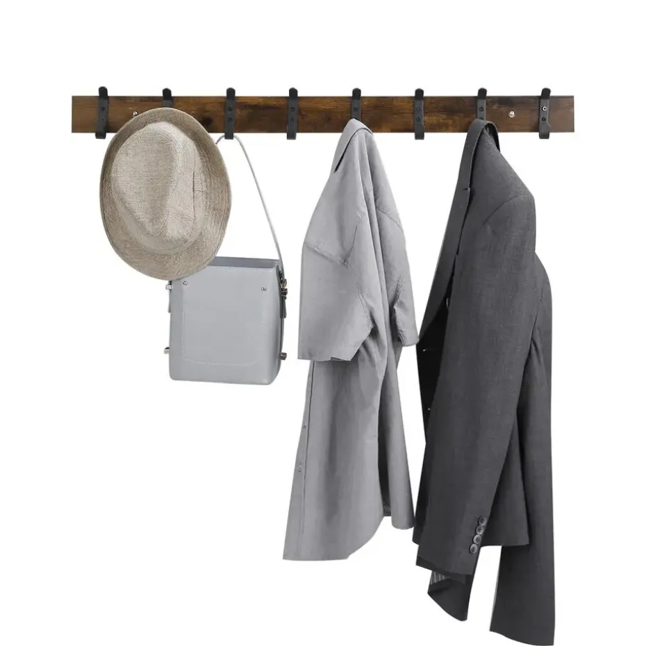 Lange Muur Kapstok - Retro School Kapstok - Bruin - 88 cm Lang