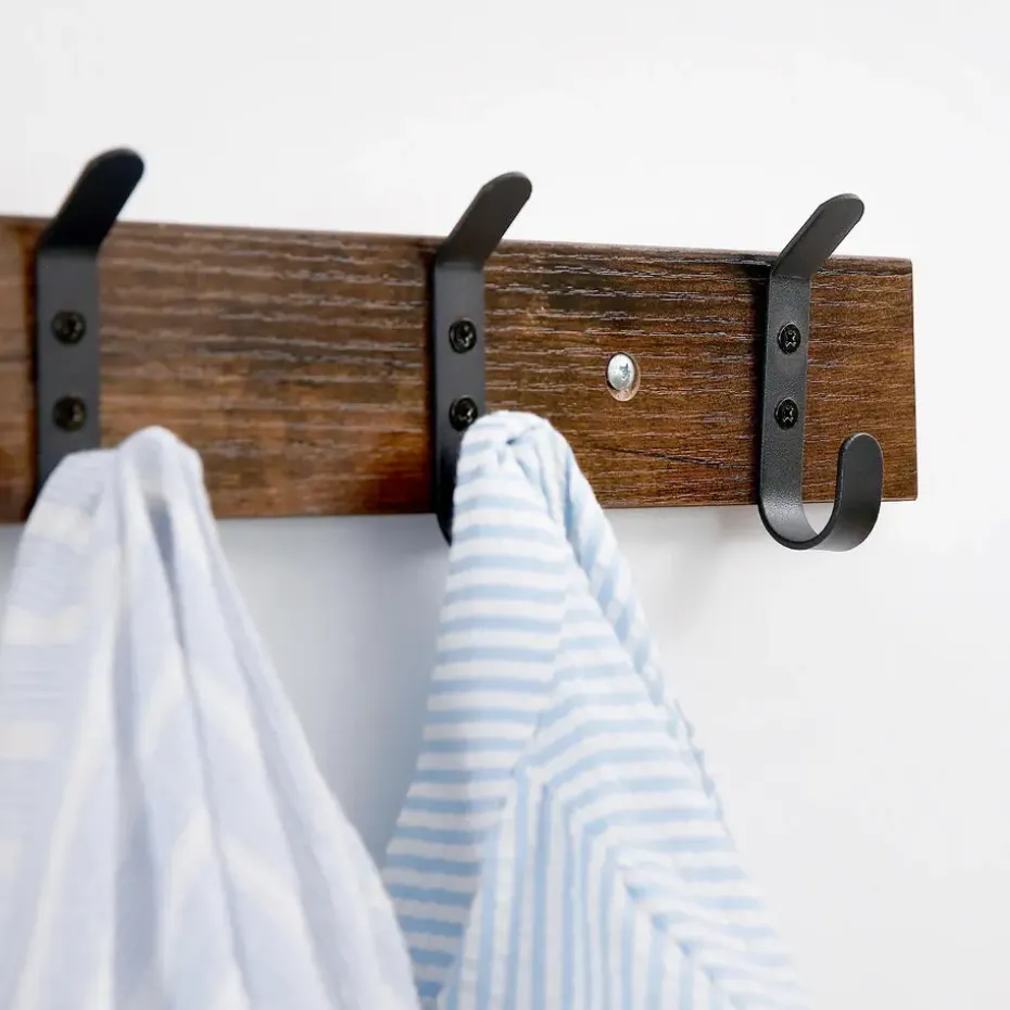 Lange Muur Kapstok - Retro School Kapstok - Bruin - 88 cm Lang