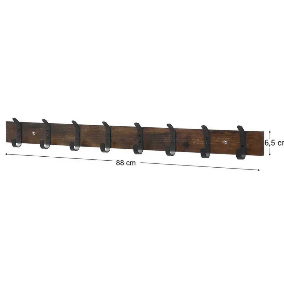 Lange Muur Kapstok - Retro School Kapstok - Bruin - 88 cm Lang