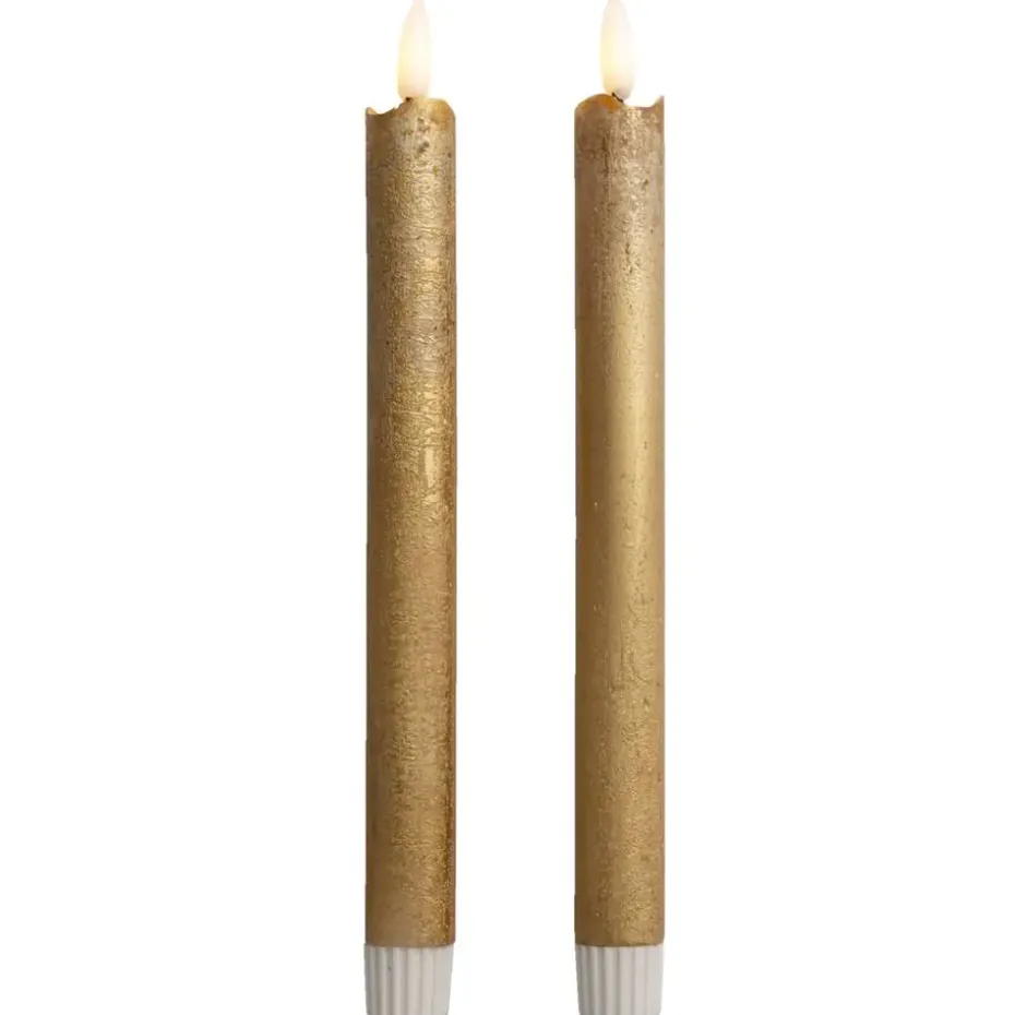 LED dinerkaarsen goudkleurig 25 cm - 2 stuks