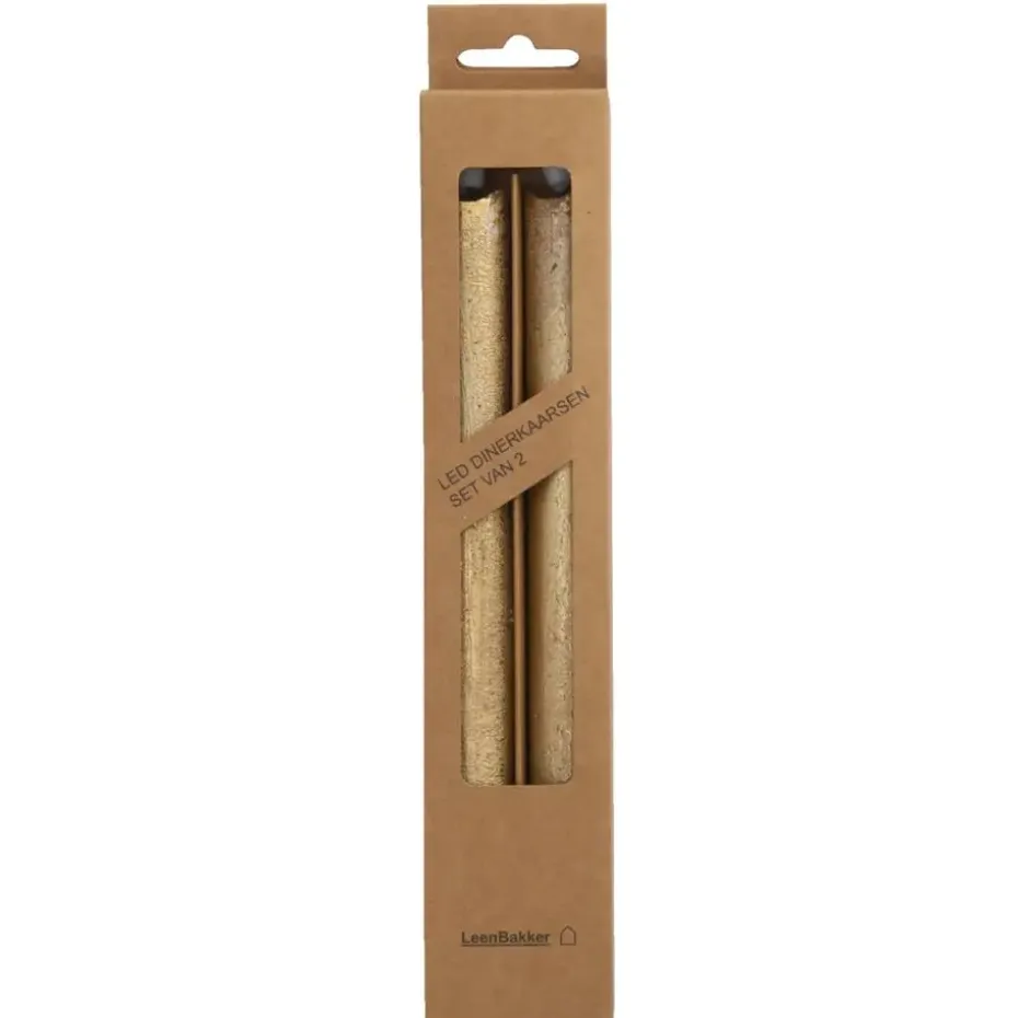 LED dinerkaarsen goudkleurig 25 cm - 2 stuks