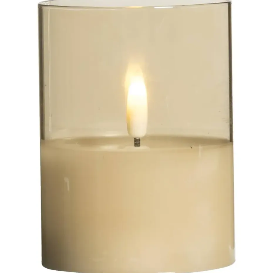 Led kaars in glas - goudkleurig - 10xØ7,5 cm