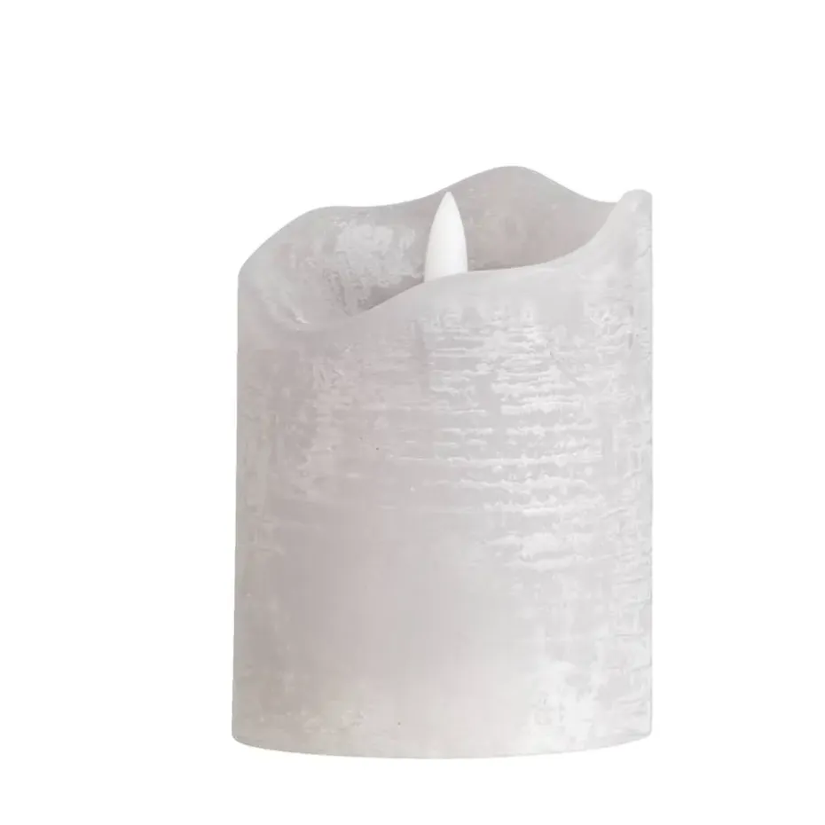 LED Kaars Rustiek - lichtgrijs - 10xØ7,6 cm