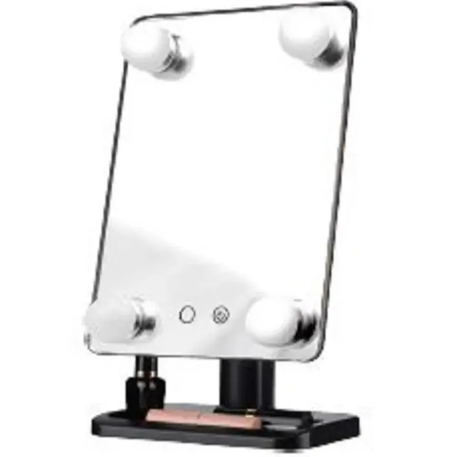 LED Make-up spiegel - zwart - 30 x 18 cm - Hollywood style