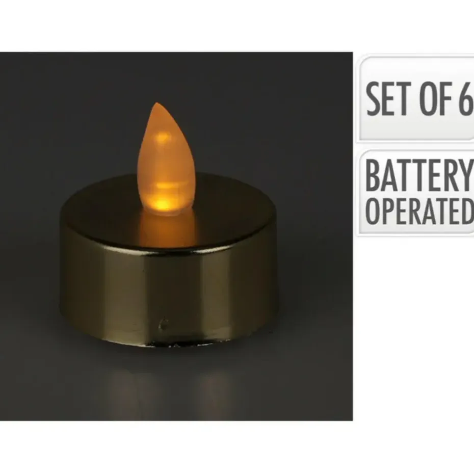 LED theelichtjes/waxinelichtjes - 6x - goud - 4 cm