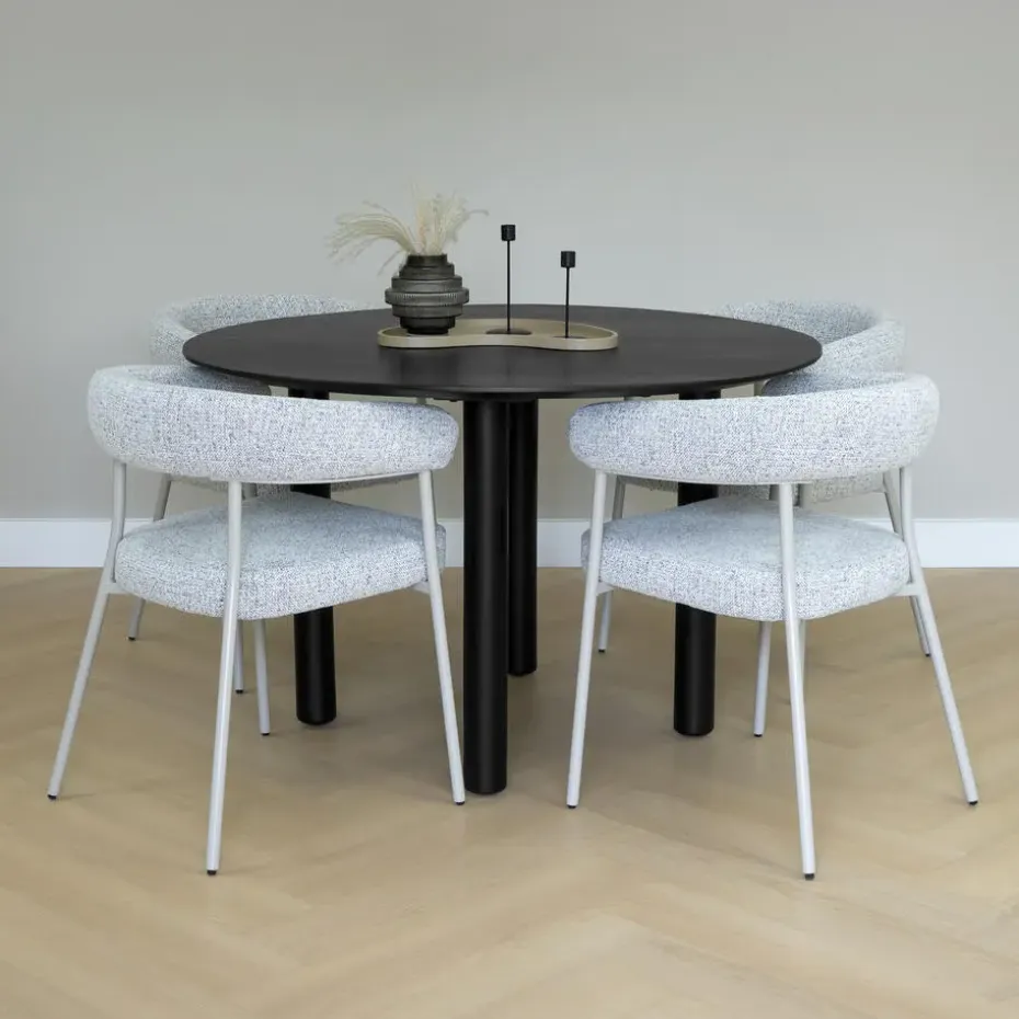 Lewis & Loft Eettafel Lian - Rond ⌀120 cm - Mangohout - Zwart