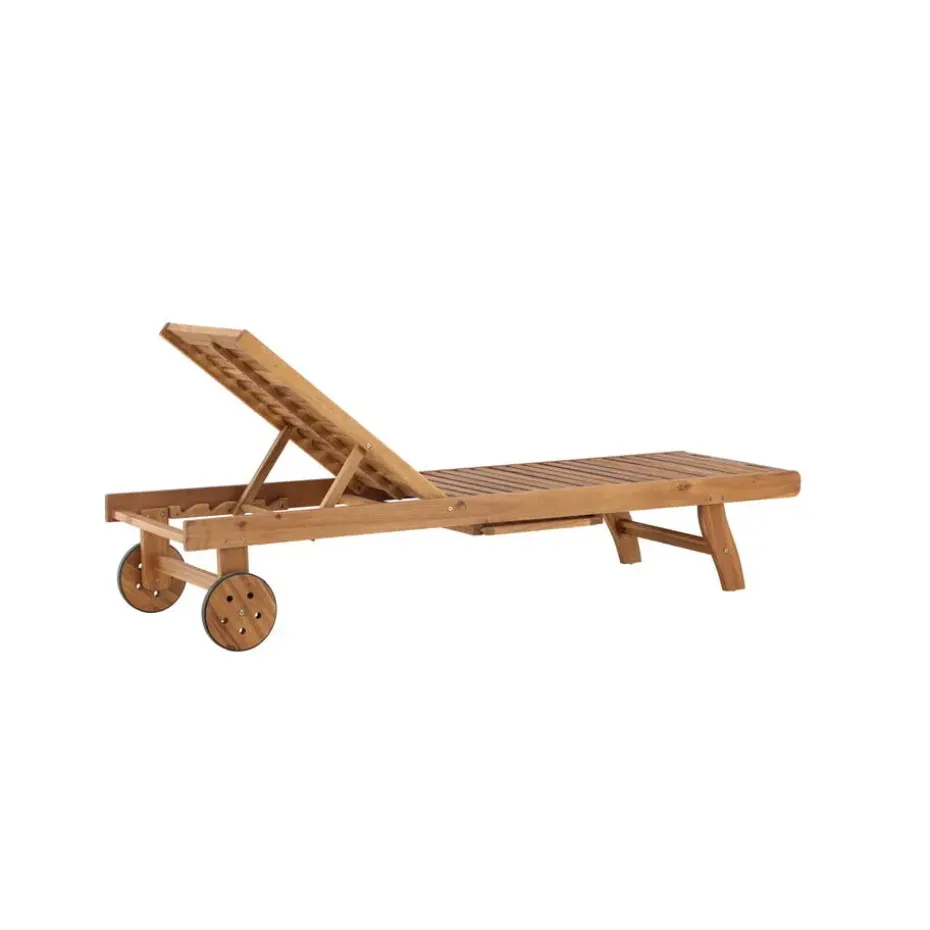 Ligstoel Naturel Hout - 200x63x35cm - Luzon