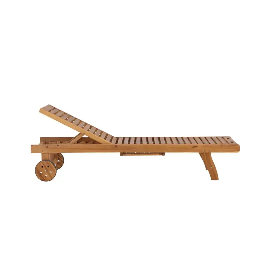 Ligstoel Naturel Hout - 200x63x35cm - Luzon