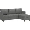 Lindhus - Bank met chaise longue omkeerbaar in stof grijs