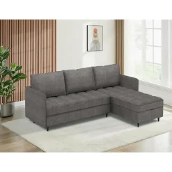 Lindhus - Bank met chaise longue omkeerbaar in stof grijs