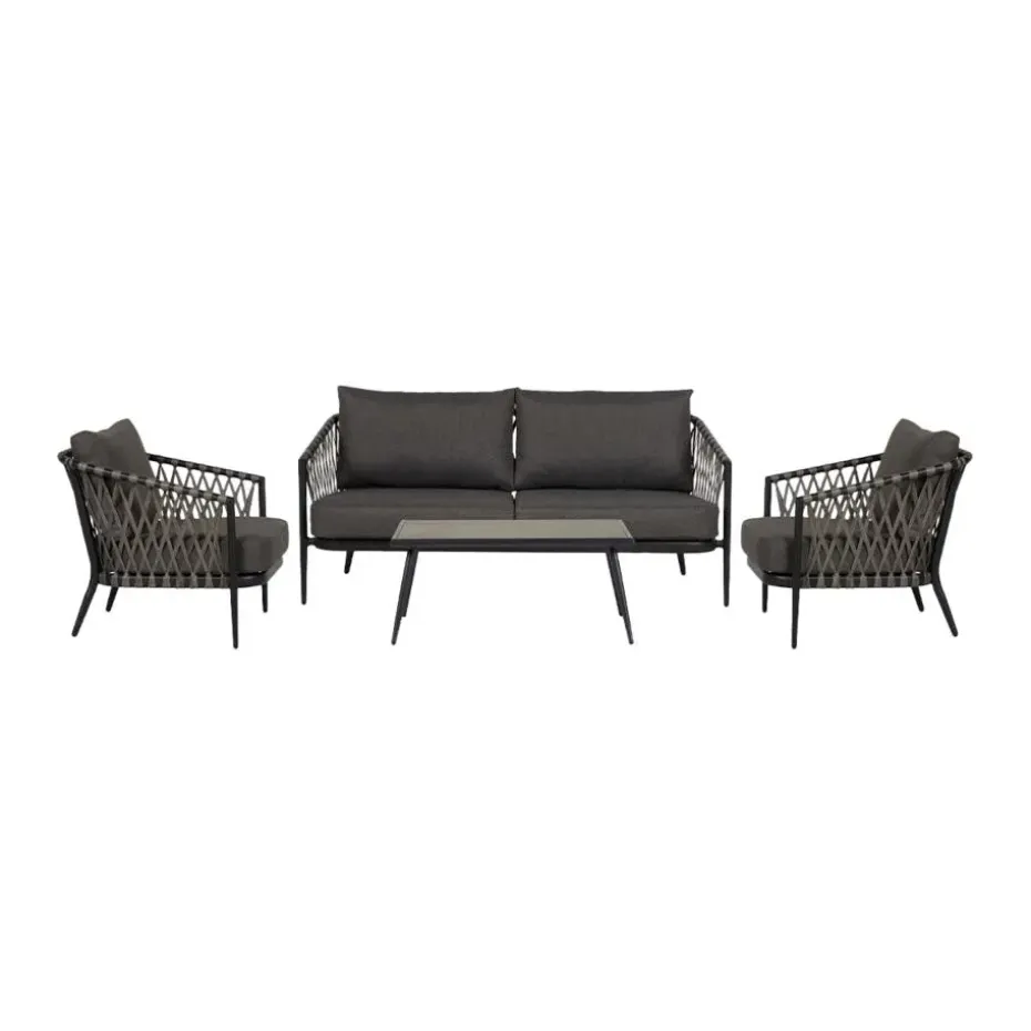 Lisomme Christel 4 delige tuin loungeset donkergrijs
