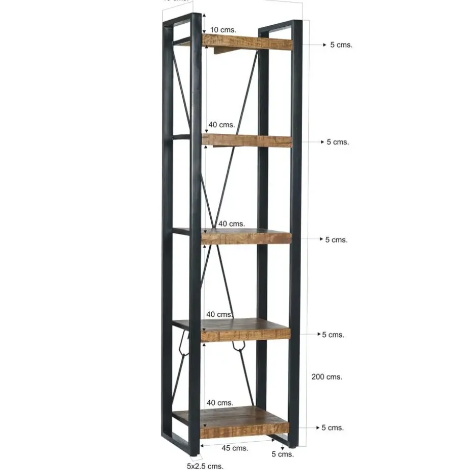 Livingfurn - Boekenkasten Nairobi 200cm - Mangohout
