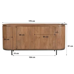 Livingfurn - Dressoir Noor Natural 170cm - Mangohout / Gecoat Staal