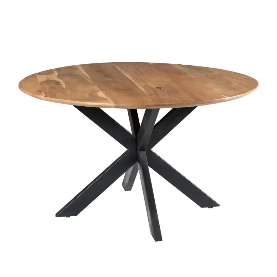Livingfurn - e Ronde Eetkamertafel - - Acasia Hout - 120 cm - Bruin