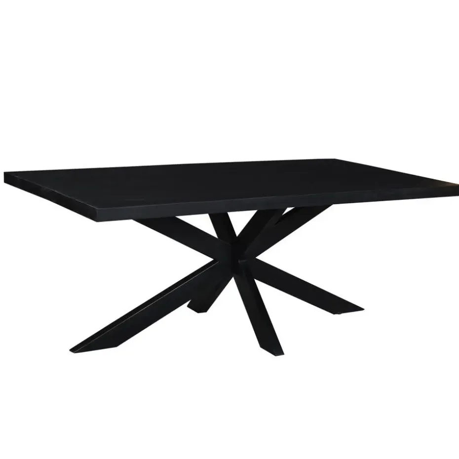 Livingfurn - e Zwart Eetkamertafel kala - Mango Hout - 200 cm