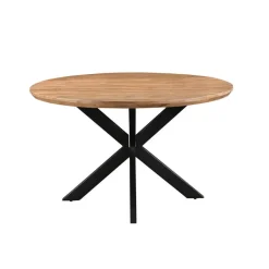 Livingfurn - Eetkamertafel Jesper Round 130cm - Mangohout / Gecoat Staal