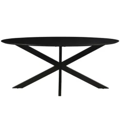 Livingfurn - Eetkamertafel Oslo Ovaal Zwart - Acasia Hout - 180 cm