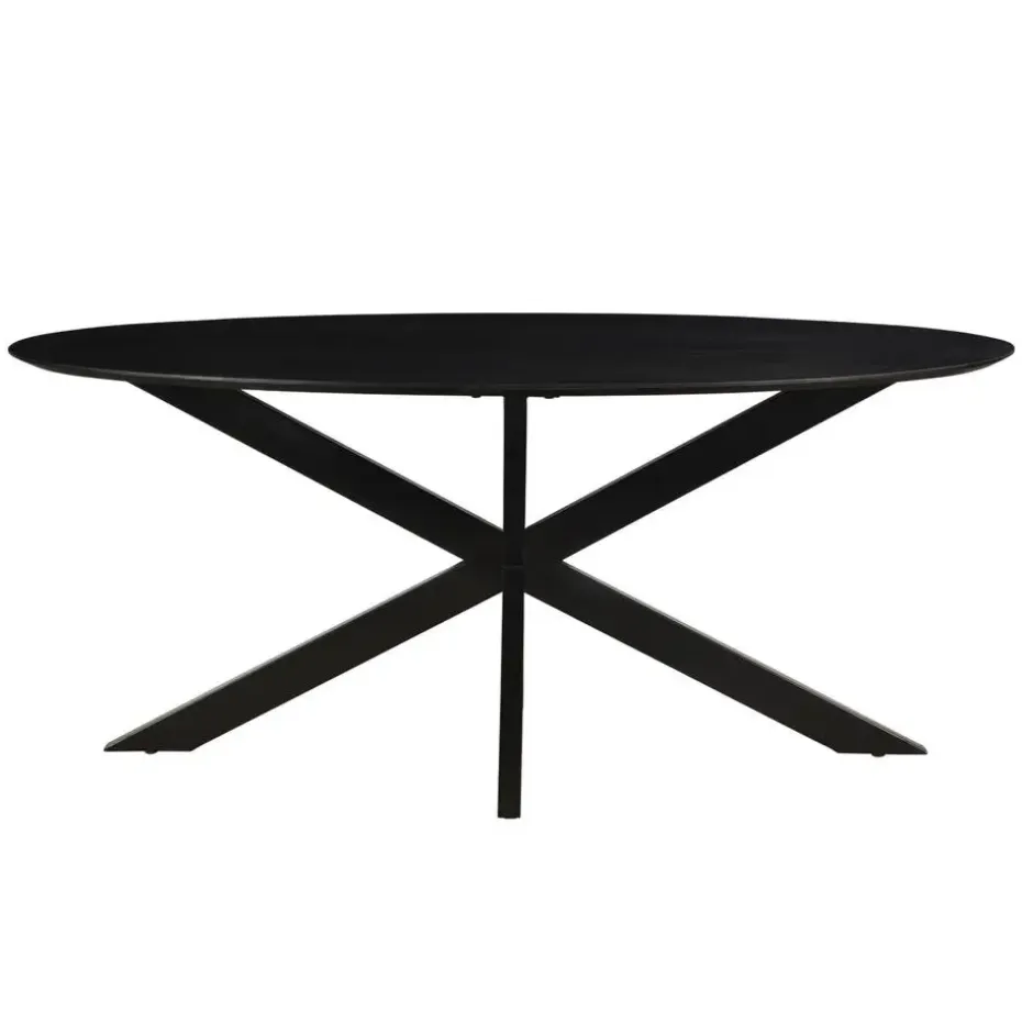 Livingfurn - Eetkamertafel Oslo Ovaal Zwart - Acasia Hout - 180 cm